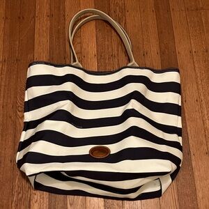 Dooney & Bourke Navy and White Striped Tote